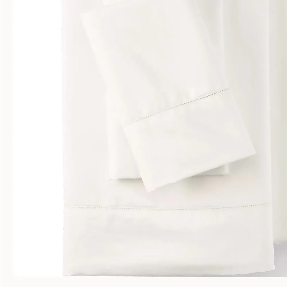Land's End 700 Count Supima Cotton Top Sheet and Two Pillowcases Ivory King Size